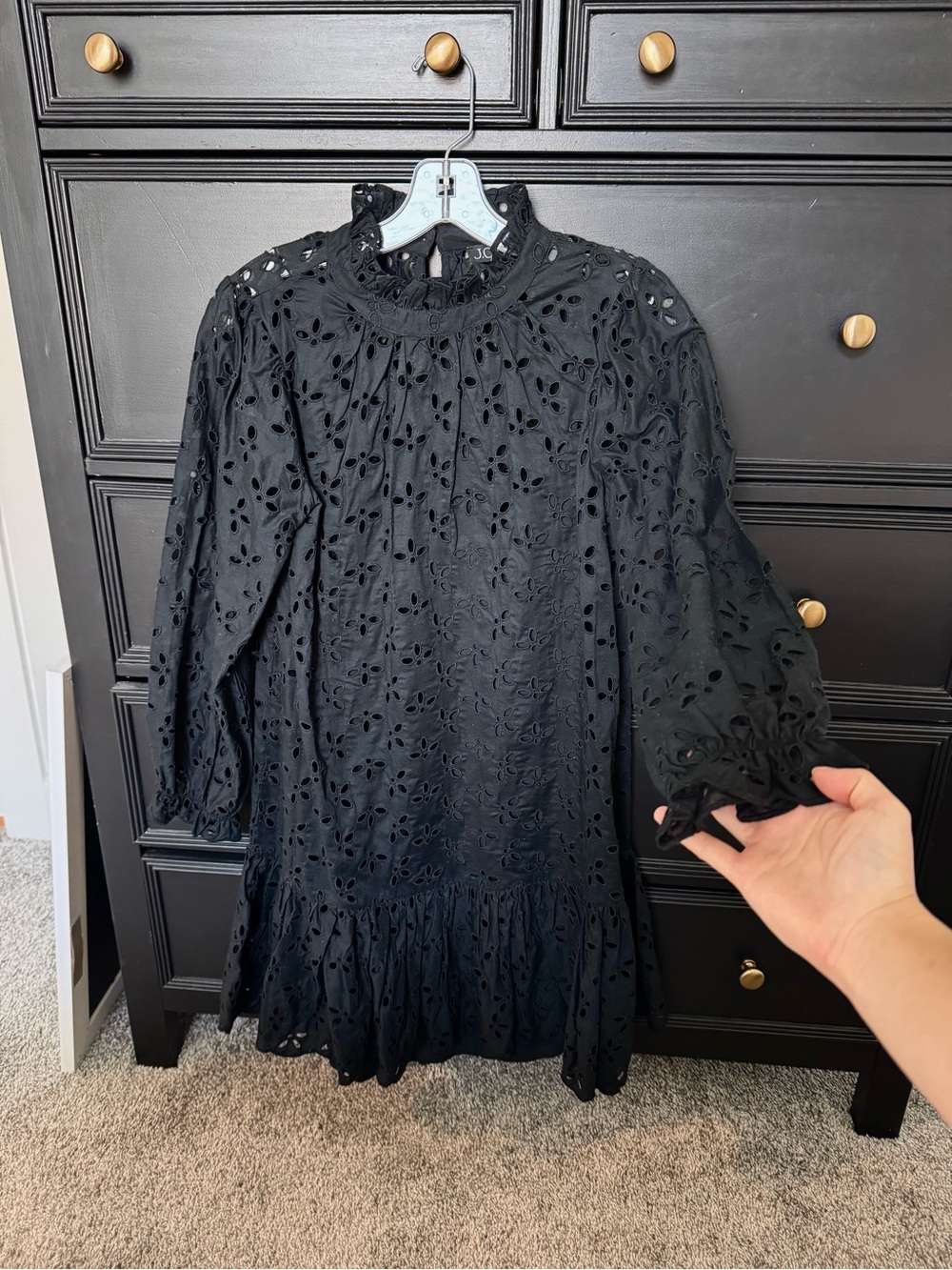 Black Eyelet Mini Dress